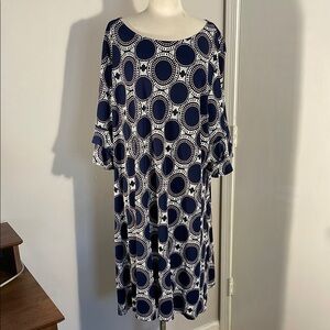 Ronni Nicole Blue and White Dress